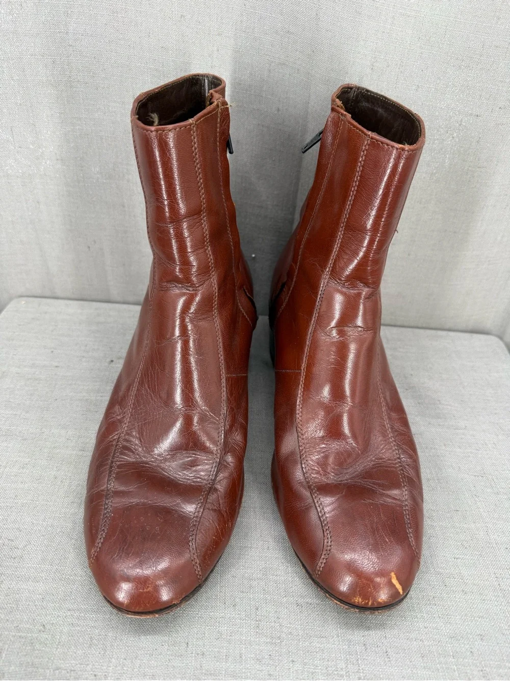 Florsheim Side Zip Ankle Boots Brown Mens SZ 10 D Leather Shoes Dress Shoes